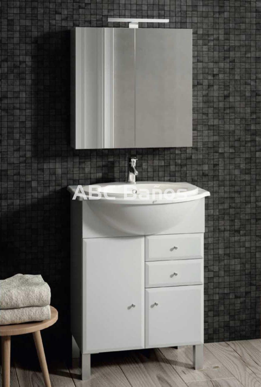 Embrión FALSO Admirable Mueble de baño BISEL blanco con encimera y lavabo